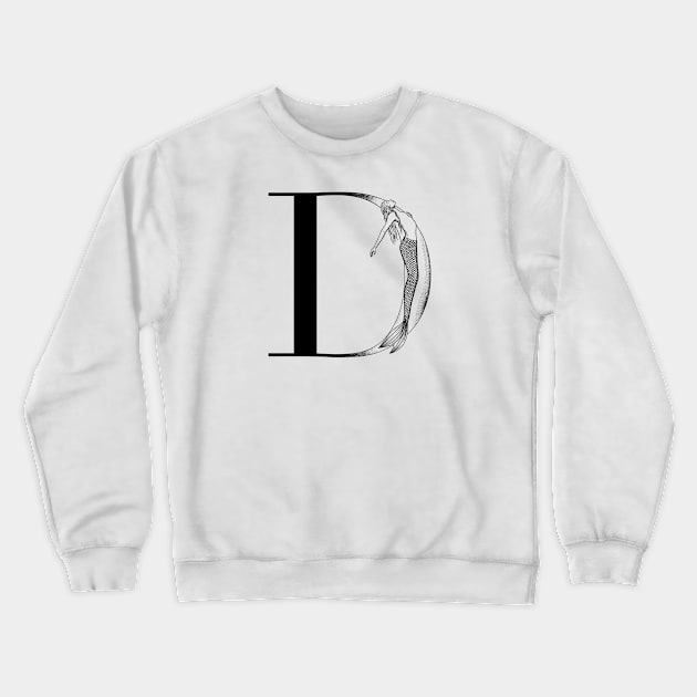 Mermaid Monogram D Crewneck Sweatshirt by Elizabeth Weglein Art